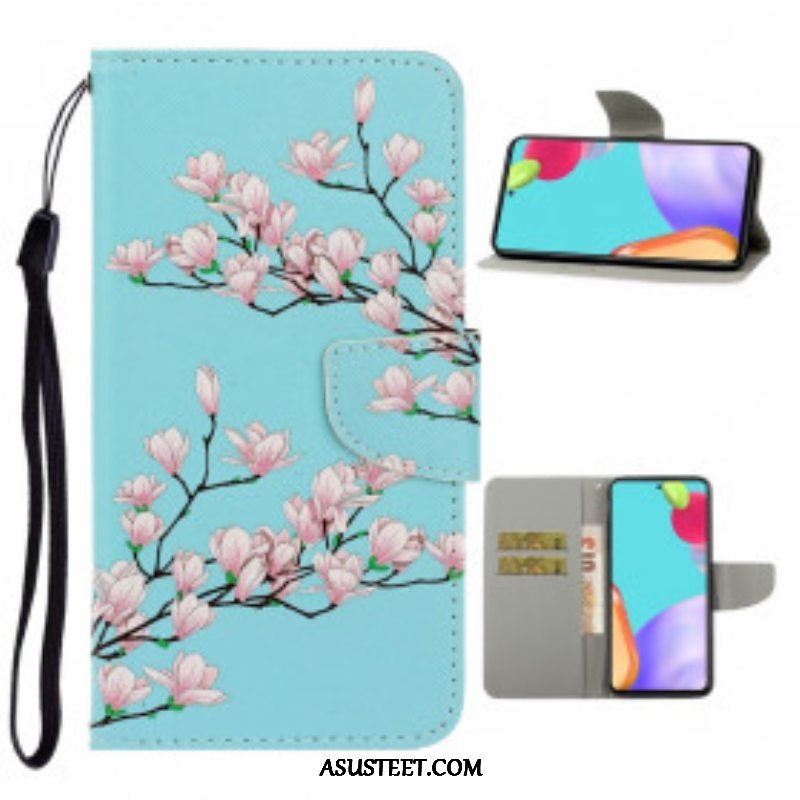 Flip Case Samsung Galaxy A52 4G / A52 5G / A52s 5G Suojaketju Kuori Strappy Pensas