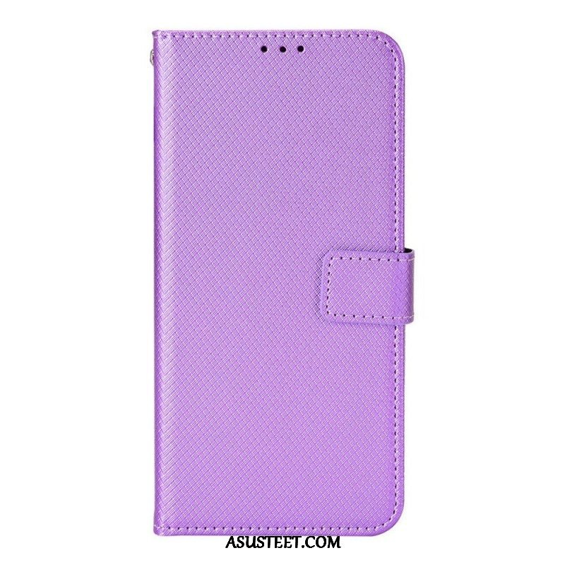 Flip Case Samsung Galaxy M23 5G Teksturoitu Kuvio Hihnalla