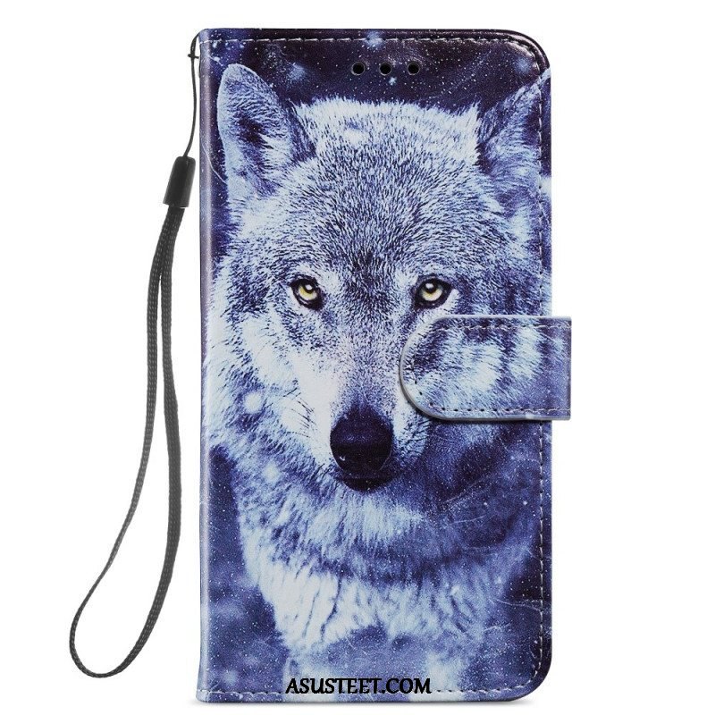 Flip Case Samsung Galaxy S22 5G Upea Wolves Kaulanauhalla