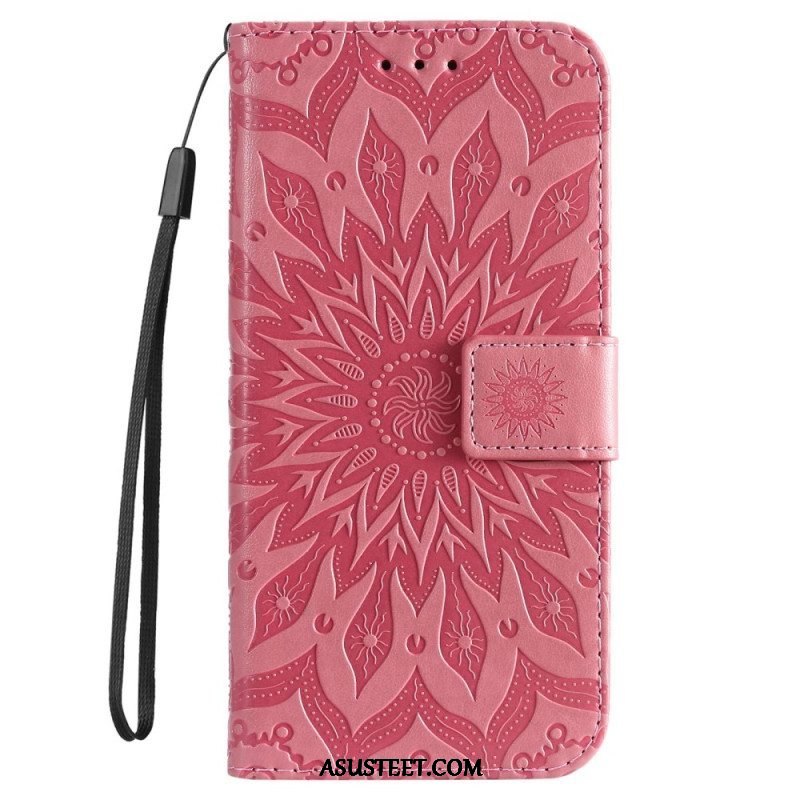 Flip Case Samsung Galaxy S23 5G Mandala-aurinko Kaulanauhalla