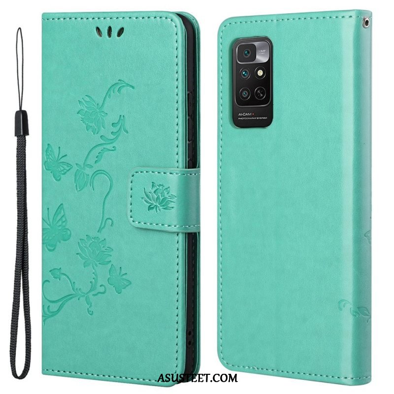 Flip Case Xiaomi Redmi Note 11 / 11S Suojaketju Kuori Strap Kukat