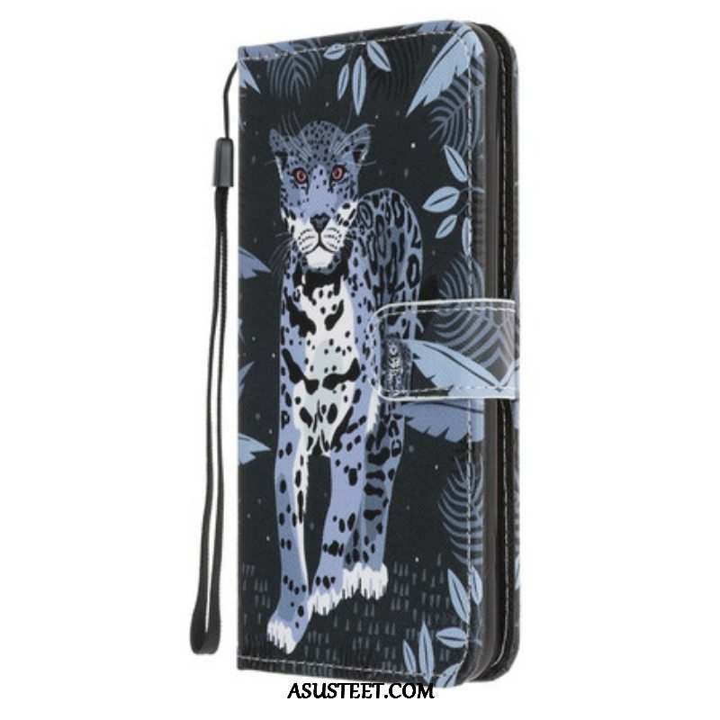 Flip Case iPhone 13 Pro Suojaketju Kuori Strappy Leopard