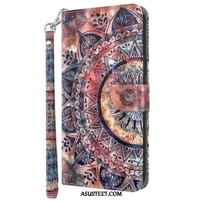 Flip Case iPhone 15 Pro Suojaketju Kuori Mandala Hihnalla