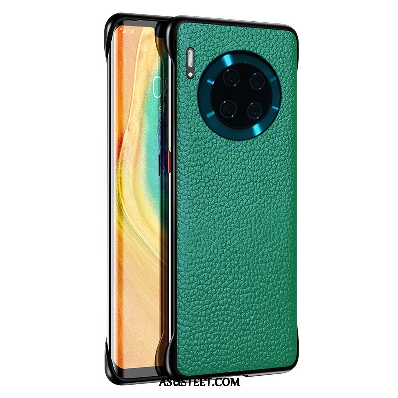 Huawei Mate 30 Kuoret Ylellisyys Nahka Lehmä Kukkakuvio Vihreä