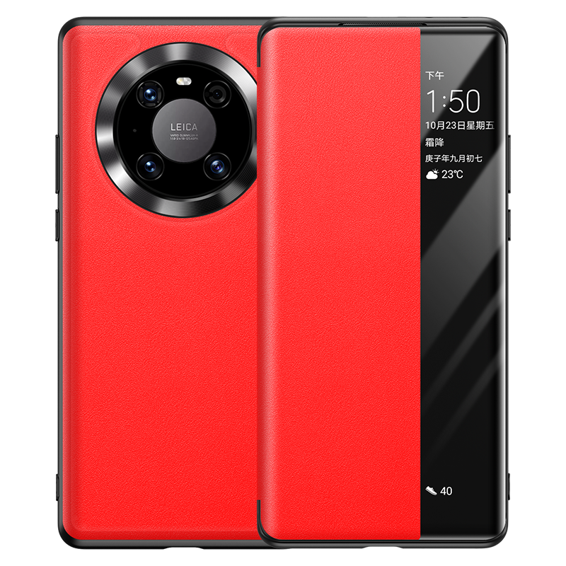 Huawei Mate 40 Pro Kuori Kuoret Suojaus Punainen Kotelo Nahka
