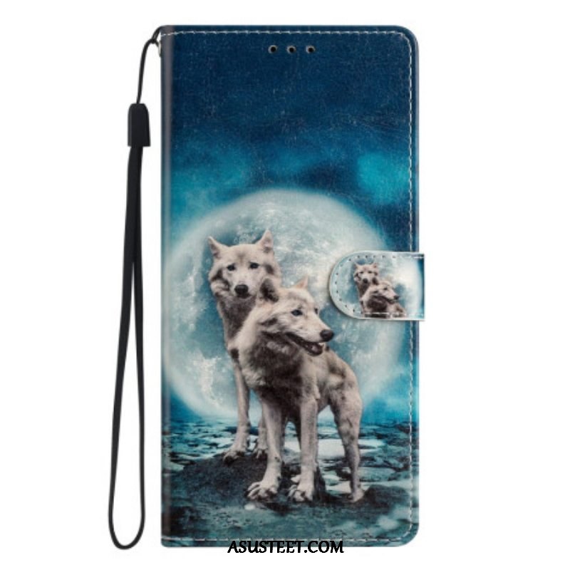 Kotelot Moto G73 5G Suojaketju Kuori Hihnalliset Moonlit Wolves