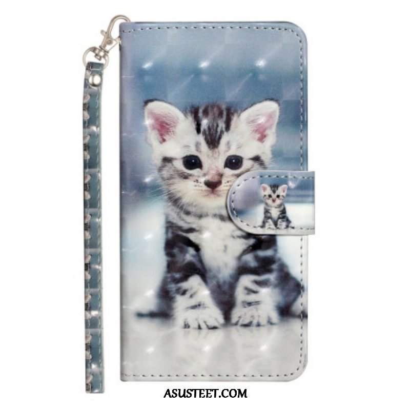 Kotelot Samsung Galaxy A14 / A14 5G Suojaketju Kuori Strappy Kitten