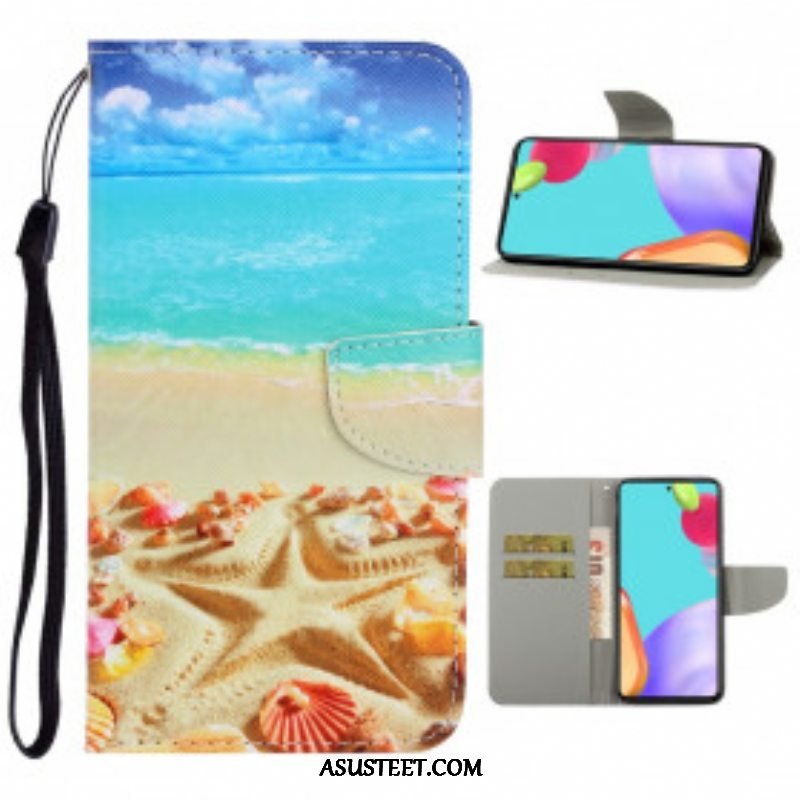 Kotelot Samsung Galaxy A52 4G / A52 5G / A52s 5G Suojaketju Kuori Lanyard Beach