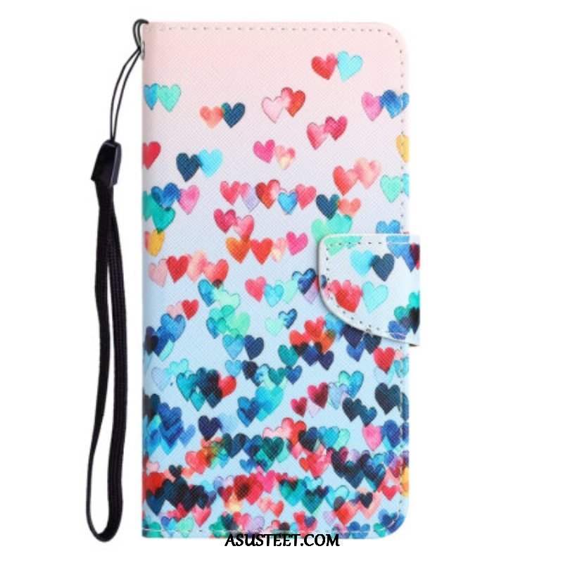 Kotelot Samsung Galaxy A54 5G Suojaketju Kuori Strappy Hearts Rain