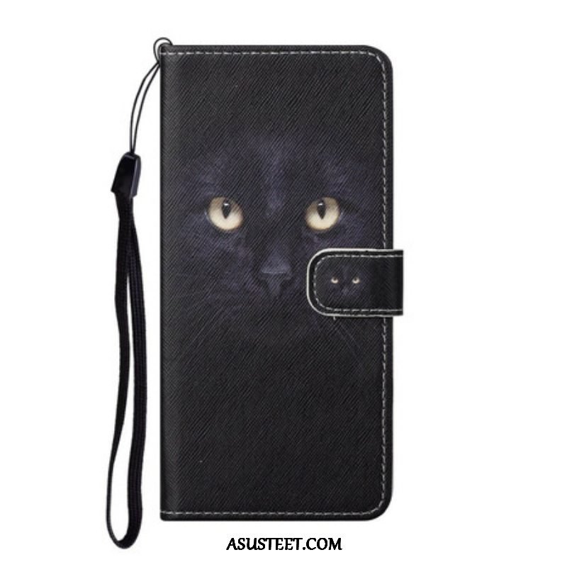 Kotelot Samsung Galaxy S21 5G Suojaketju Kuori Strappy Black Cat Eyes