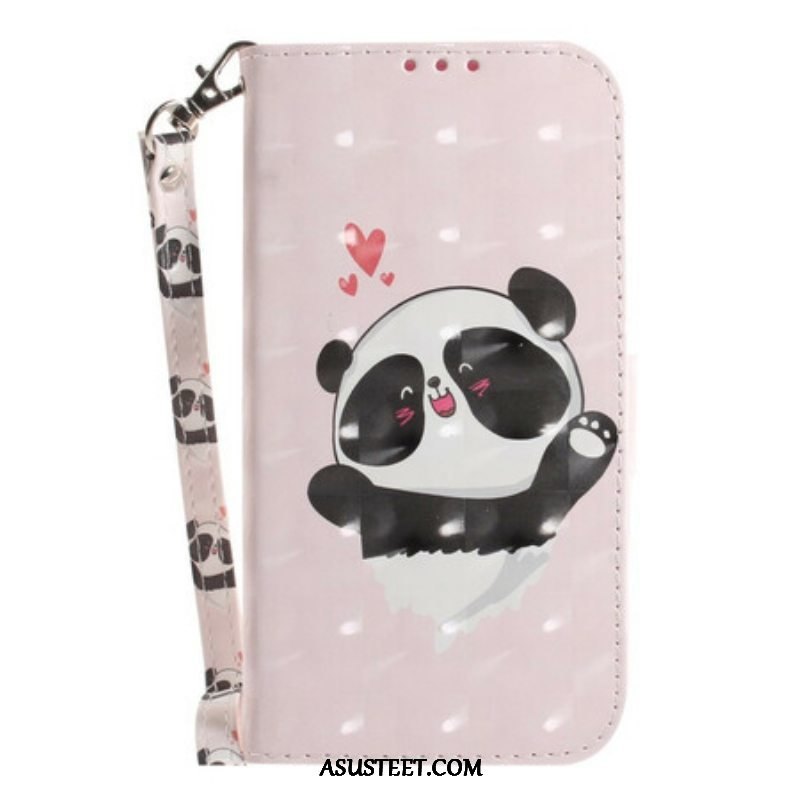 Kotelot Samsung Galaxy S21 FE Suojaketju Kuori Panda Love With Lanyard