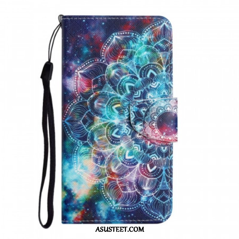 Kotelot Samsung Galaxy S22 Ultra 5G Suojaketju Kuori Flashy Half Mandala Strappy