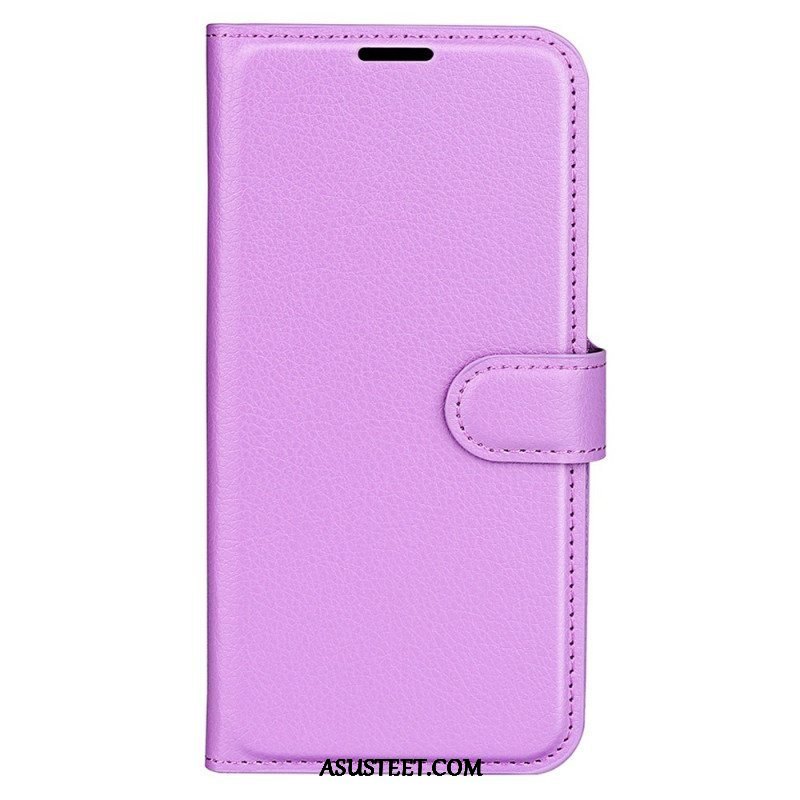 Kotelot iPhone 15 Classic Litchi Faux Leather