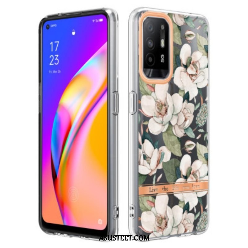 Kuori Oppo A94 5G Pionien Kukkia