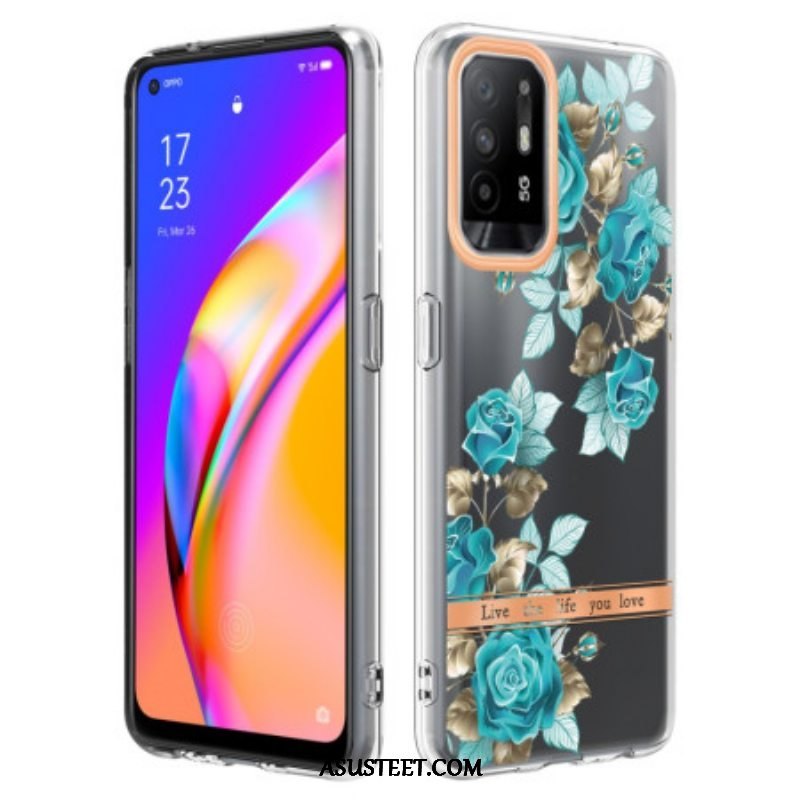 Kuori Oppo A94 5G Saumattomat Siniset Kukat