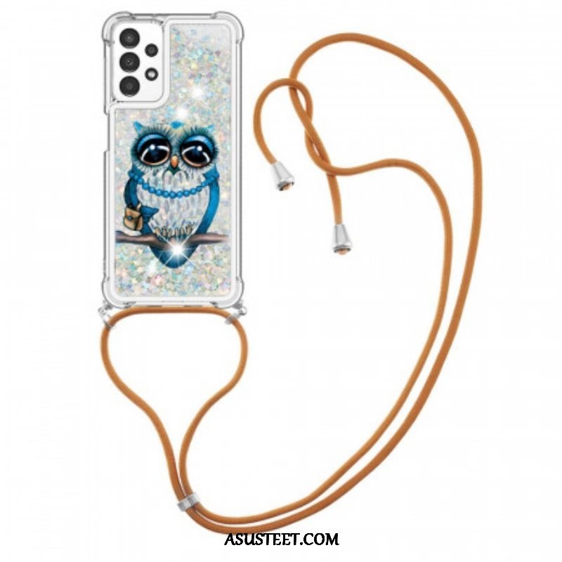 Kuori Samsung Galaxy A13 Kiristysnyörillä Paljetti Kiristysnyöri Miss Owl