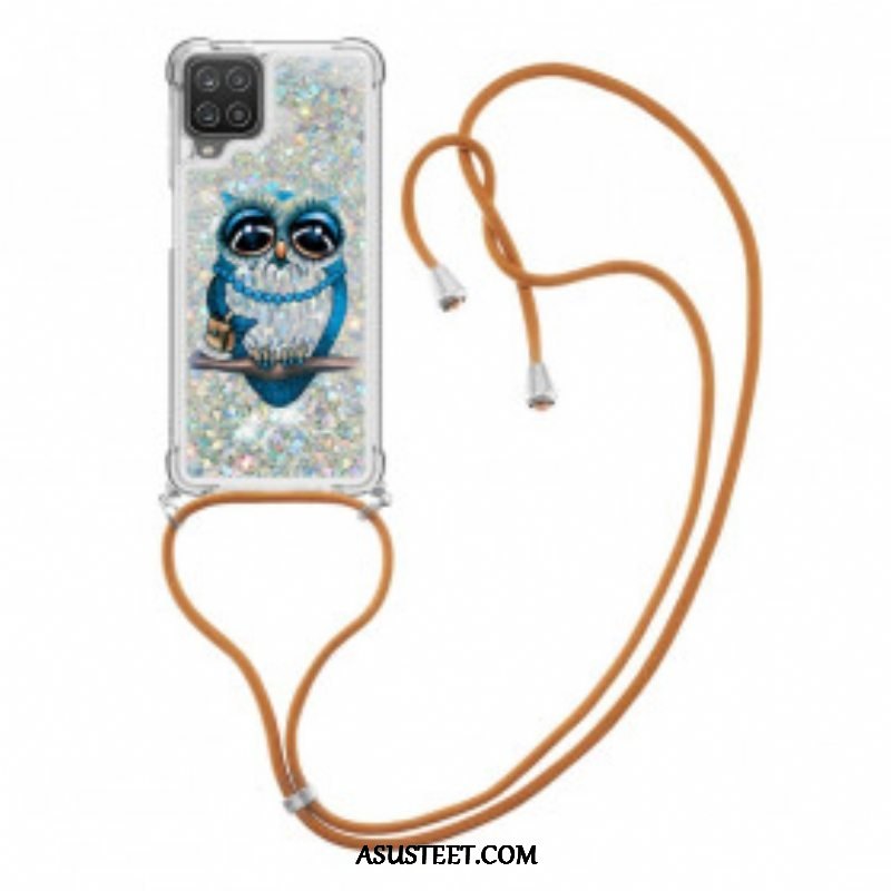 Kuori Samsung Galaxy M12 / A12 Kiristysnyörillä Paljetti Kiristysnyöri Miss Owl