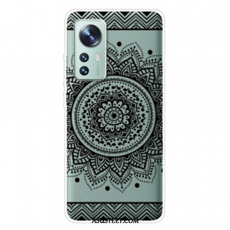 Kuori Xiaomi 12 Pro Silikoni Mandala Musta