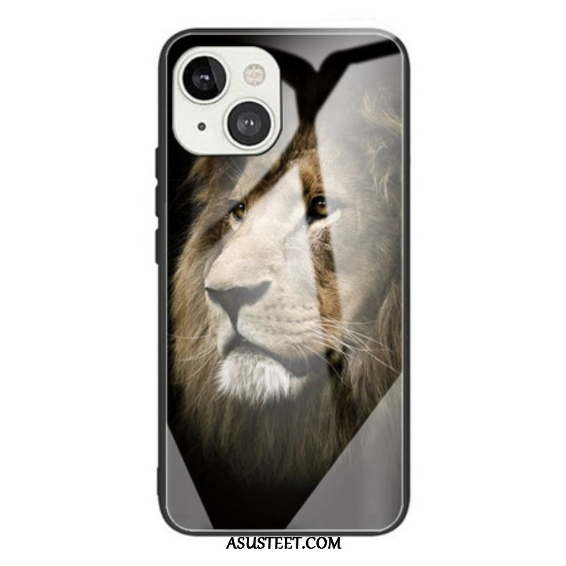 Kuori iPhone 13 Mini Lion Head Karkaistu Lasi