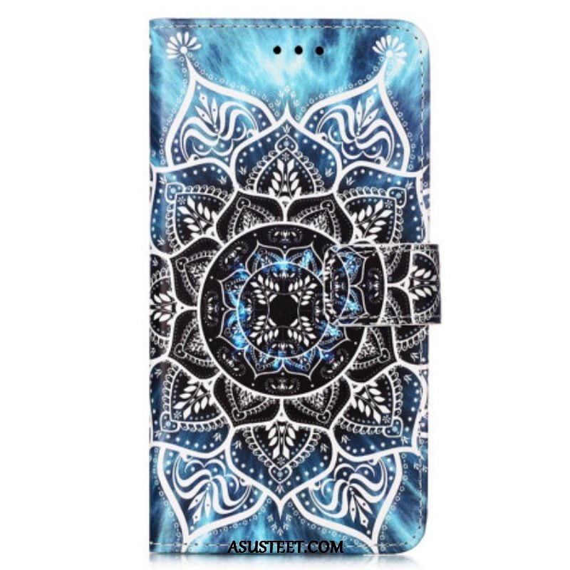 Nahkakotelo Samsung Galaxy A54 5G Suojaketju Kuori Strappy Mandala