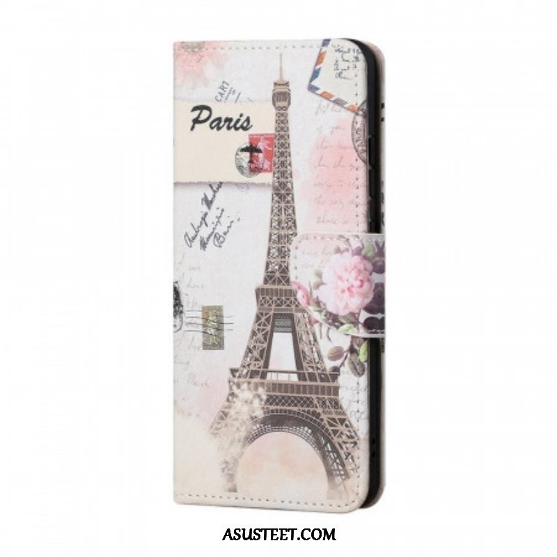 Nahkakotelo Samsung Galaxy M53 5G Vintage Eiffel-torni