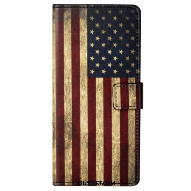 Nahkakotelo Samsung Galaxy S23 5G Vintage Amerikan Lippu