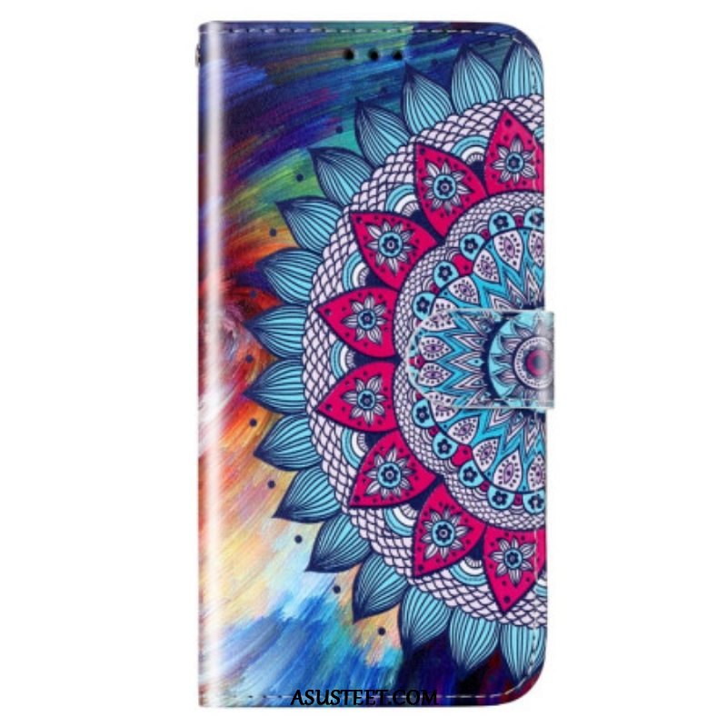 Nahkakotelo Xiaomi 12 Lite Suojaketju Kuori Värikäs Strappy Mandala