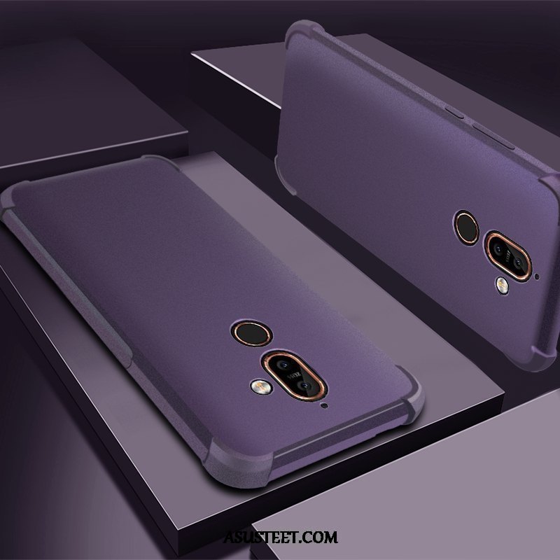 Nokia 7 Plus Kuoret Suojaus Pesty Suede Violetti Murtumaton Puhelimen