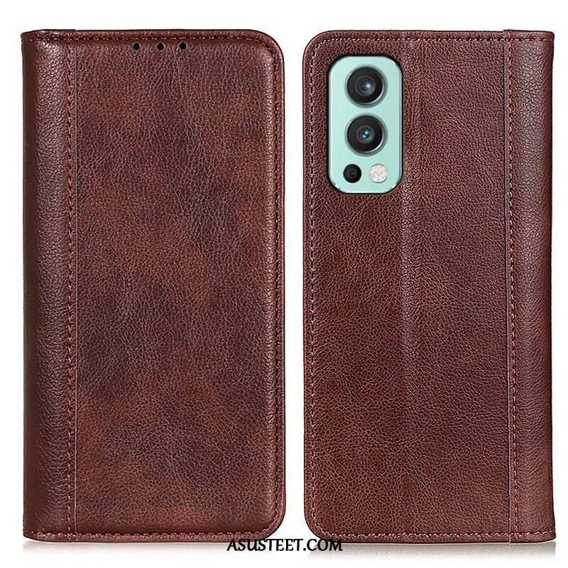 Puhelinkuoret OnePlus Nord 2 5G Kotelot Flip Litchi Split Leather -versio