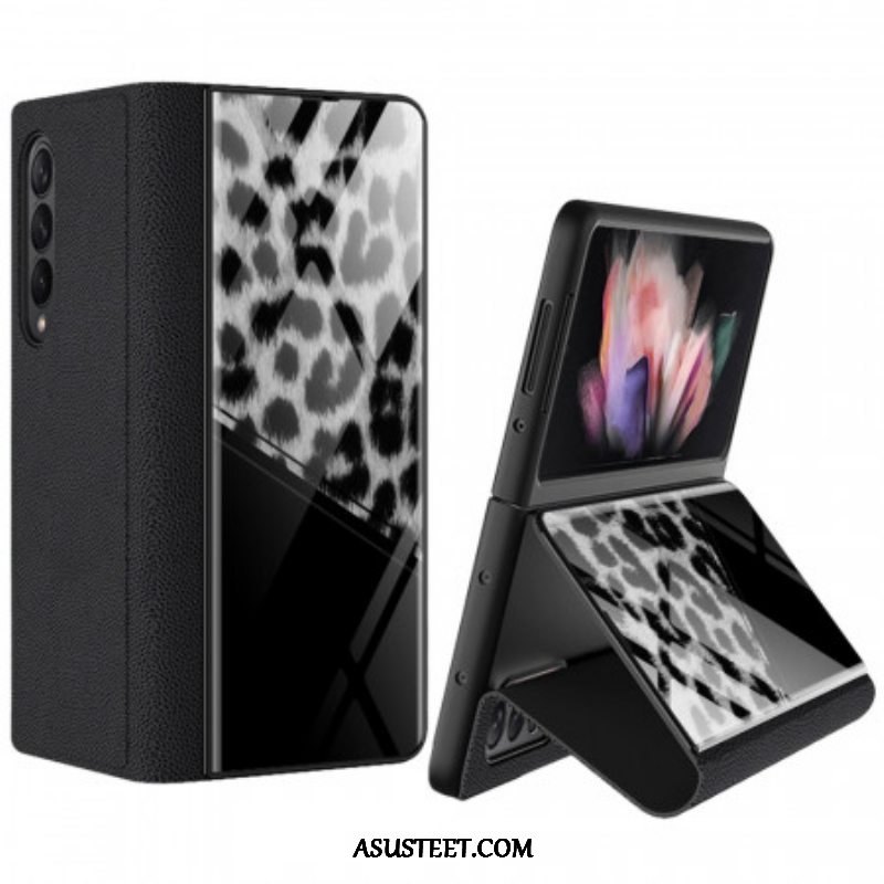 Puhelinkuoret Samsung Galaxy Z Fold 3 5G Kotelot Flip Leopard Karkaistu Lasi