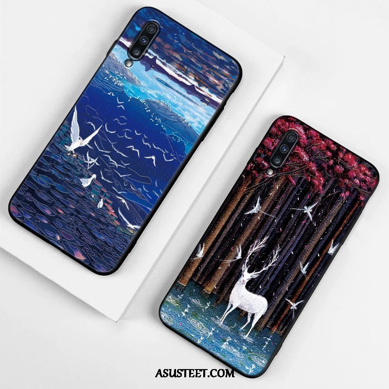 Samsung Galaxy A70 Kuori Kuoret Kohokuviointi Pesty Suede All Inclusive Puhelimen